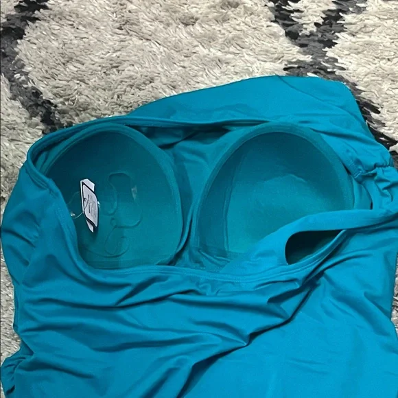 🎉HP 🎉Time and Tru Teal One Shoulder Swim One Piece - Picture 5 of 7